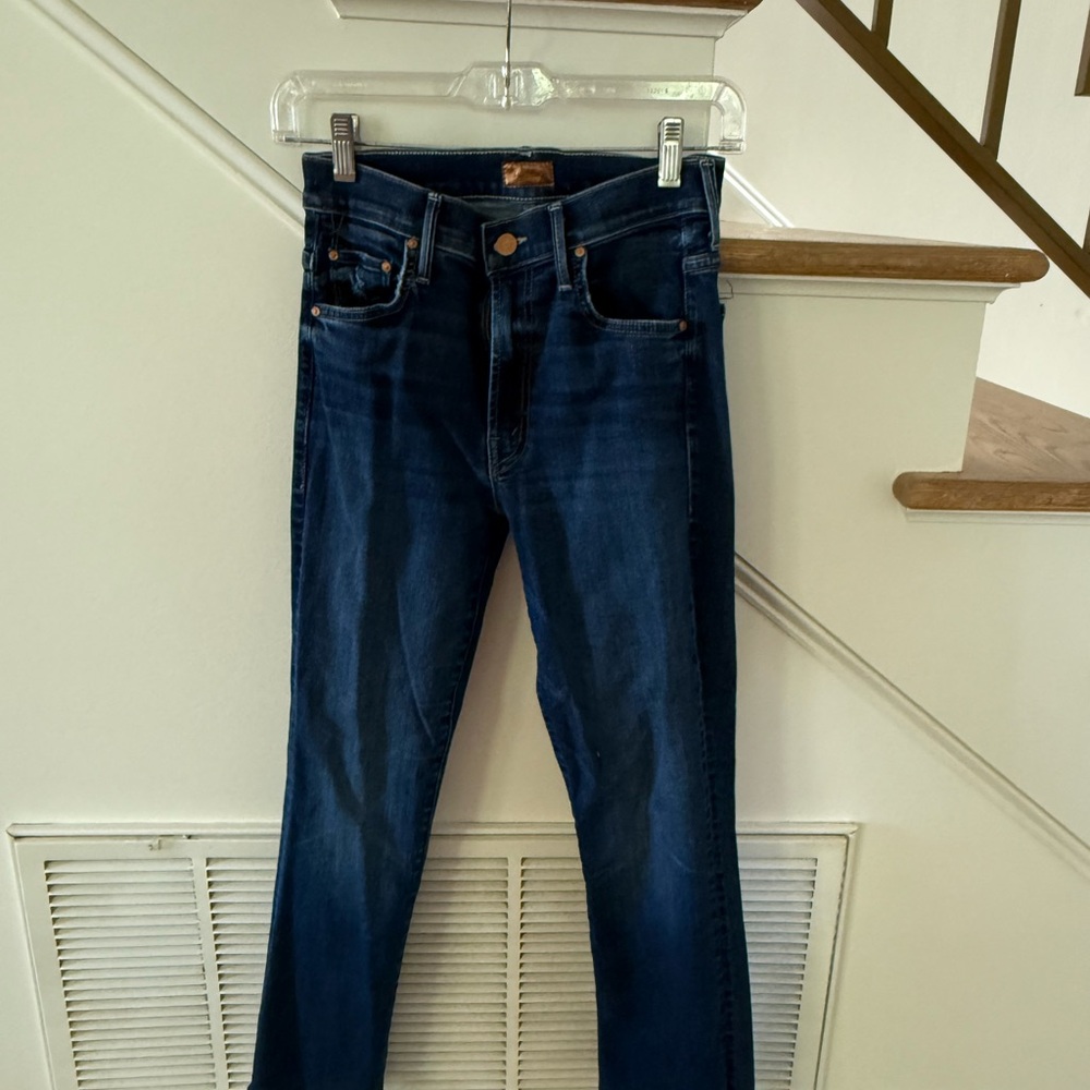 MOTHER Blue Ankle Cropped Jeans Classic Denim